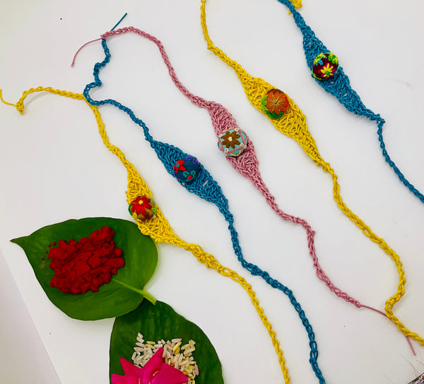 RAKHI BRACELET: Handmade crocheted Rakhi / Set of 5 Rakhi’s
