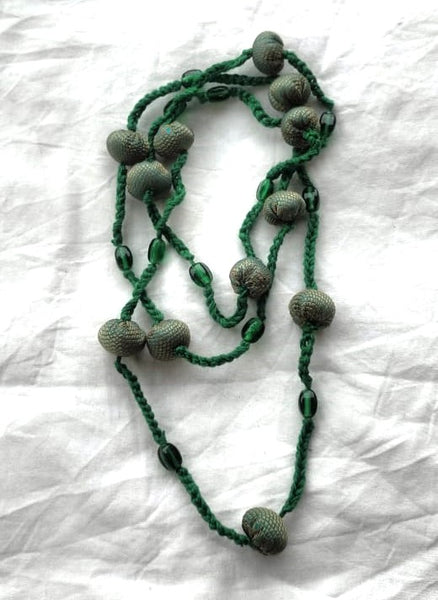 NECKLACE & BELT:  Cotton Beads, Ceramic Beads, Extra long