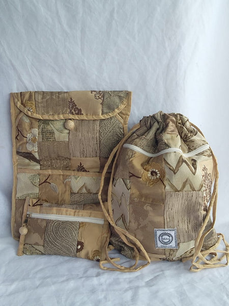Backpack, Computer Sleeve, Coin Purse in Upcycled Patchwork of Designer Fabric