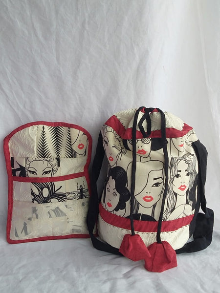 Backpack, Computer Sleeve, Coin Purse in Upcycled Patchwork of Designer Fabric