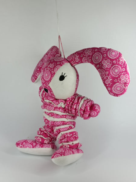 SOFT TOY:  Bunny Rabbit Toy for Children -Handmade with PINK yo-yos