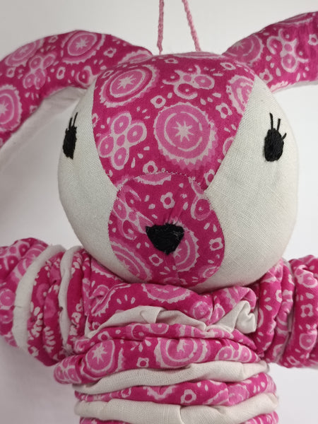 SOFT TOY:  Bunny Rabbit Toy for Children -Handmade with PINK yo-yos