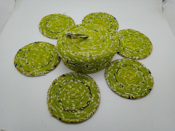 COASTERS WITH MATCHING BASKET-Set of Six