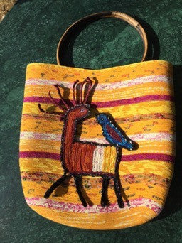 Tote:  Animal Totes Bag Handmade design embroidery on Indian fabric
