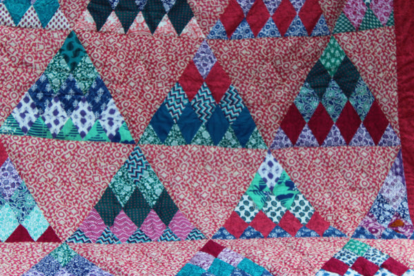 Quilt Made to Order:  Triangle Design Quilt from Kaffee Fasset in Forest Green, Ruby Red, Purple