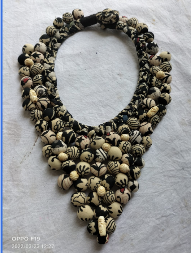 NECKLACE: Out of Africa Tribal Artwear, Cotton Beads, Cowrie Shells or Beads