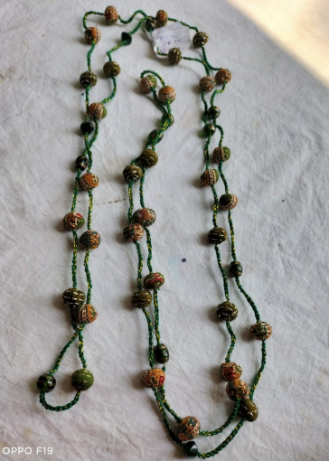 NECKLACE & BELT:  Cotton Beads, Ceramic Beads, Extra long