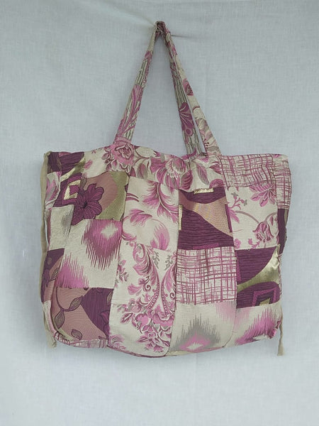 Multipurpose Bag:  Shopping, Sports, Yoga.  Over-sized Patchwork, Indian upcycled fabric