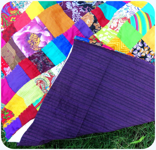 Quilt Made to Order or Duvet Cover in Rainbow Colors --- Match Up Design, Bold & Exciting Patchwork